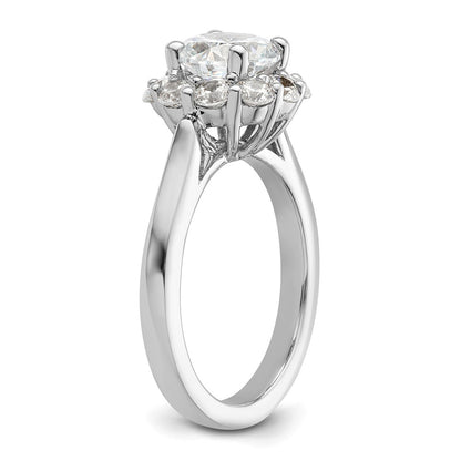14k White Gold Round Halo Simulated Diamond Engagement Ring