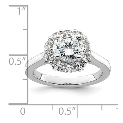 14k White Gold Round Halo Simulated Diamond Engagement Ring