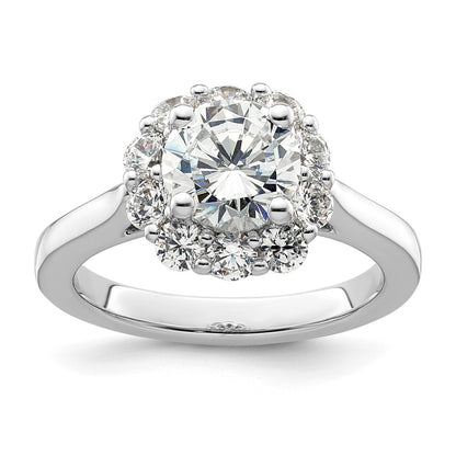 14k White Gold Round Halo Simulated Diamond Engagement Ring