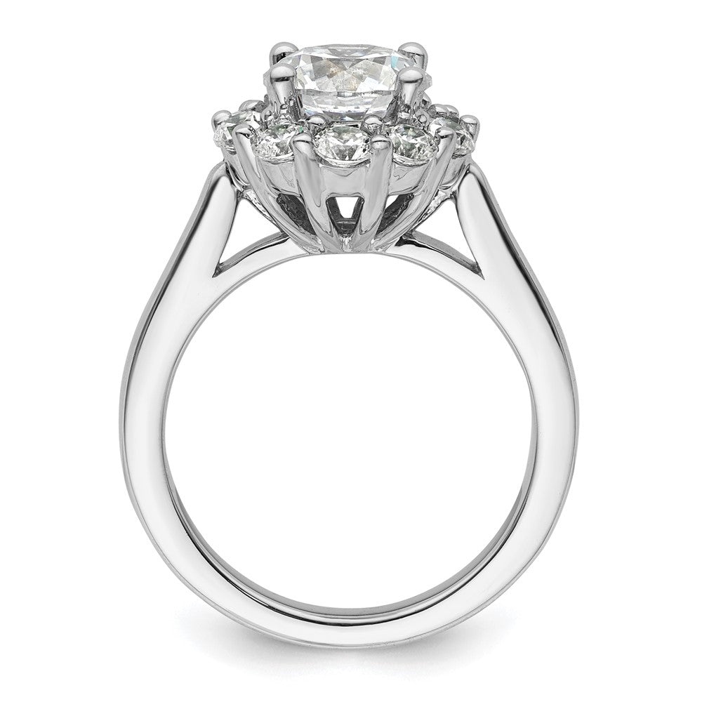 14k White Gold Round Halo Simulated Diamond Engagement Ring