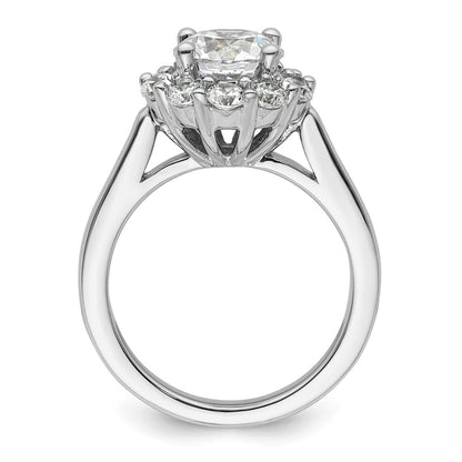 14k White Gold Round Halo Simulated Diamond Engagement Ring