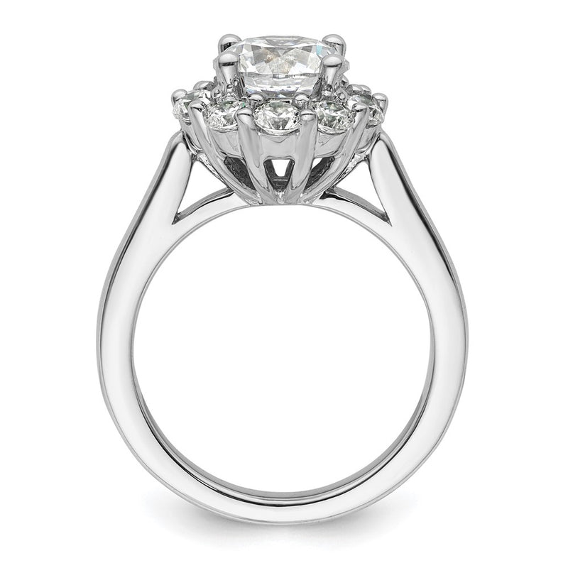 14k White Gold Round Halo Simulated Diamond Engagement Ring