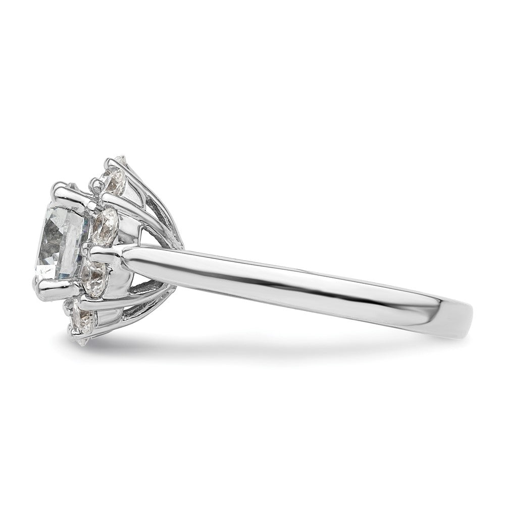 14k White Gold Round Halo Simulated Diamond Engagement Ring