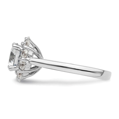 14k White Gold Round Halo Simulated Diamond Engagement Ring