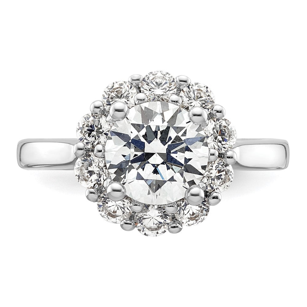 14k White Gold Round Halo Simulated Diamond Engagement Ring