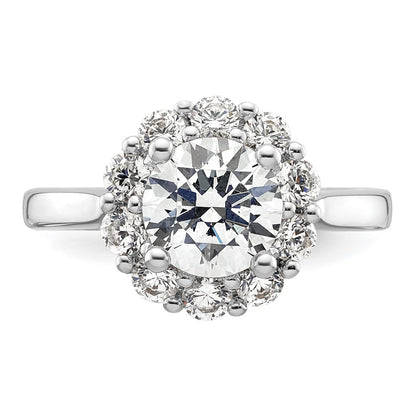 14k White Gold Round Halo Simulated Diamond Engagement Ring