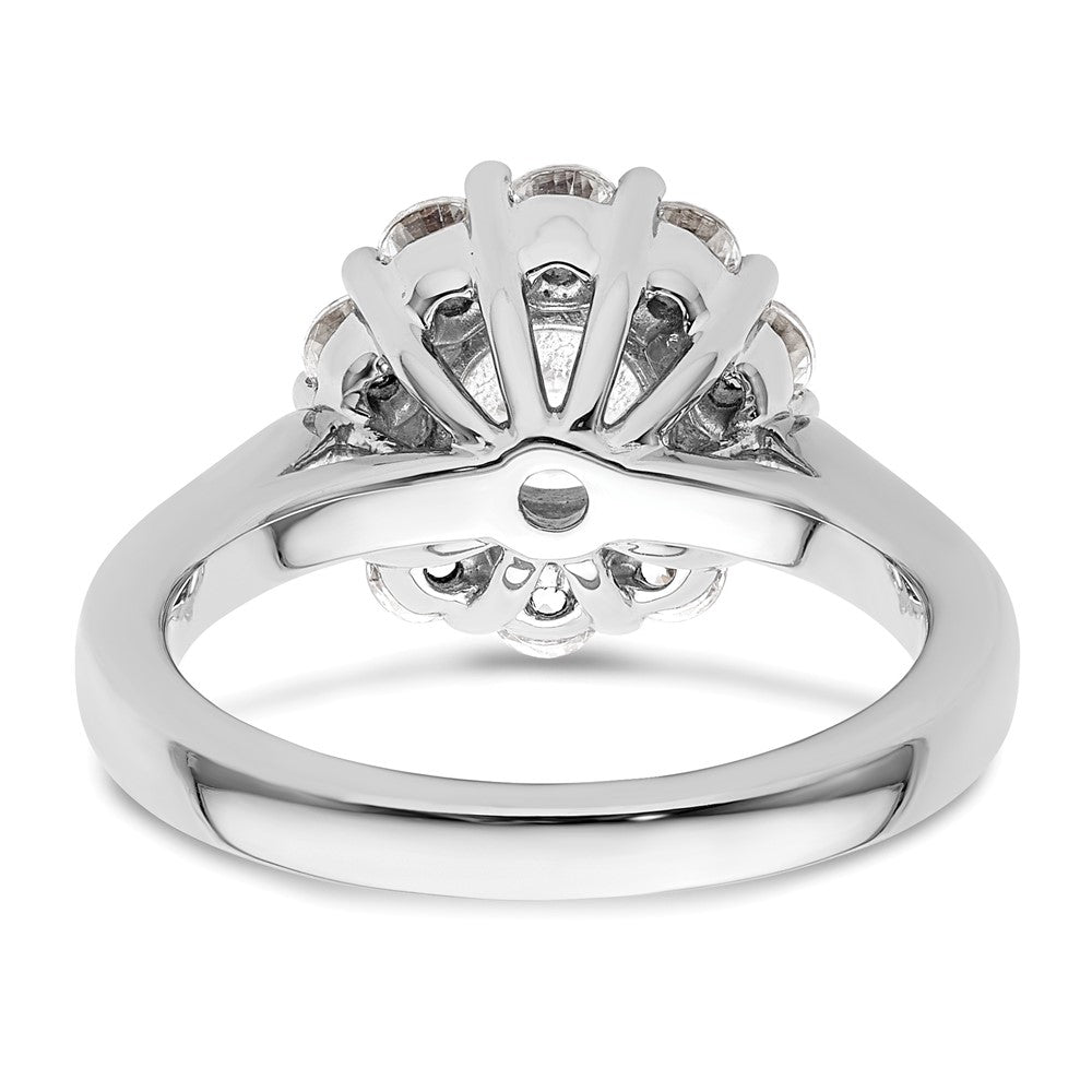 14k White Gold Round Halo Simulated Diamond Engagement Ring