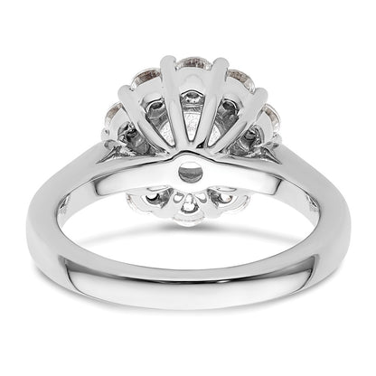 14k White Gold Round Halo Simulated Diamond Engagement Ring
