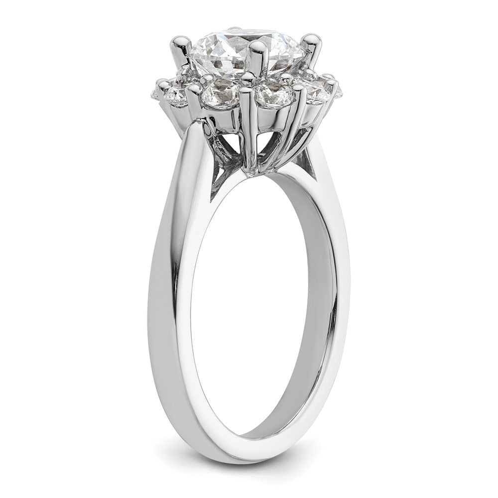 14k White Gold Round Halo Simulated Diamond Engagement Ring