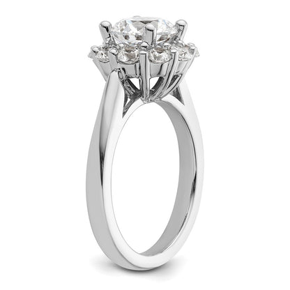 14k White Gold Round Halo Simulated Diamond Engagement Ring