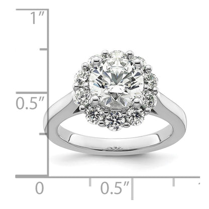 14k White Gold Round Halo Simulated Diamond Engagement Ring
