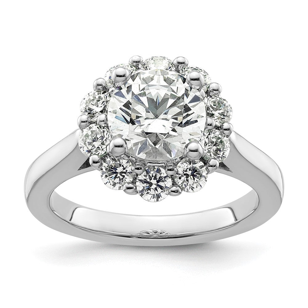 14k White Gold Round Halo Simulated Diamond Engagement Ring