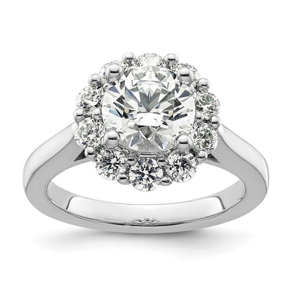 14k White Gold Round Halo Simulated Diamond Engagement Ring