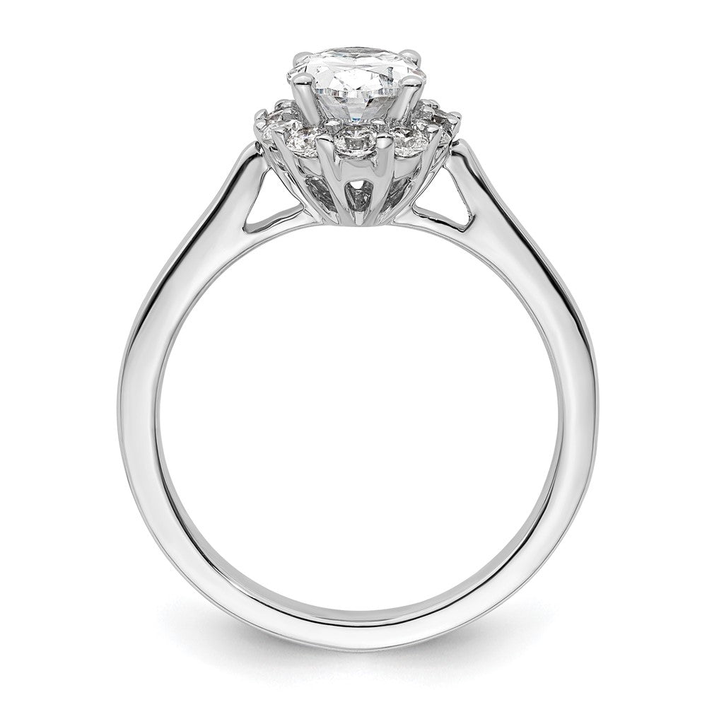 14k White Gold Oval Halo Engagement Simulated Diamond  Ring
