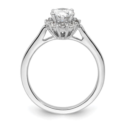 14k White Gold Oval Halo Engagement Simulated Diamond  Ring