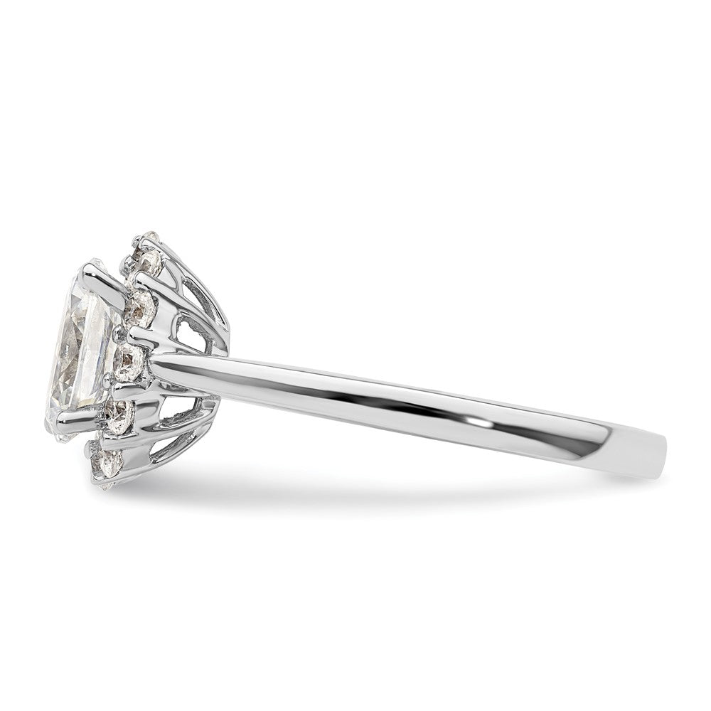 14k White Gold Oval Halo Engagement Simulated Diamond  Ring
