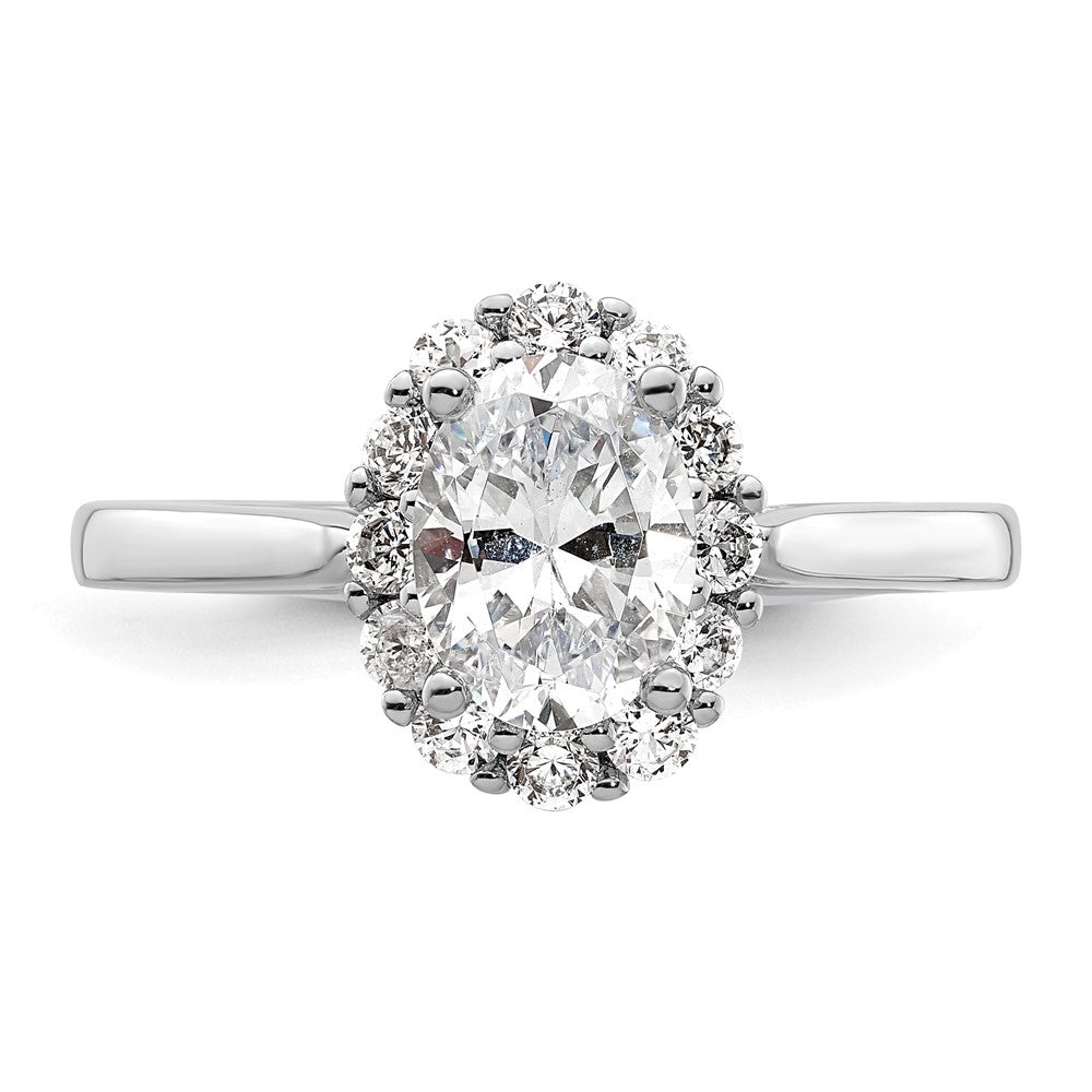 14k White Gold Oval Halo Engagement Simulated Diamond  Ring