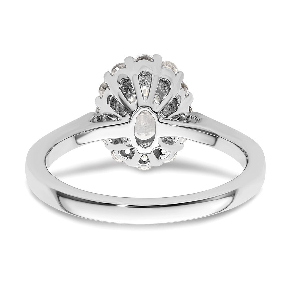 14k White Gold Oval Halo Engagement Simulated Diamond  Ring