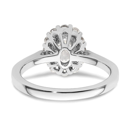 14k White Gold Oval Halo Engagement Simulated Diamond  Ring