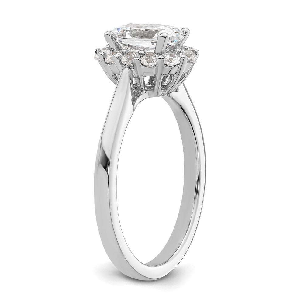 14k White Gold Oval Halo Engagement Simulated Diamond  Ring