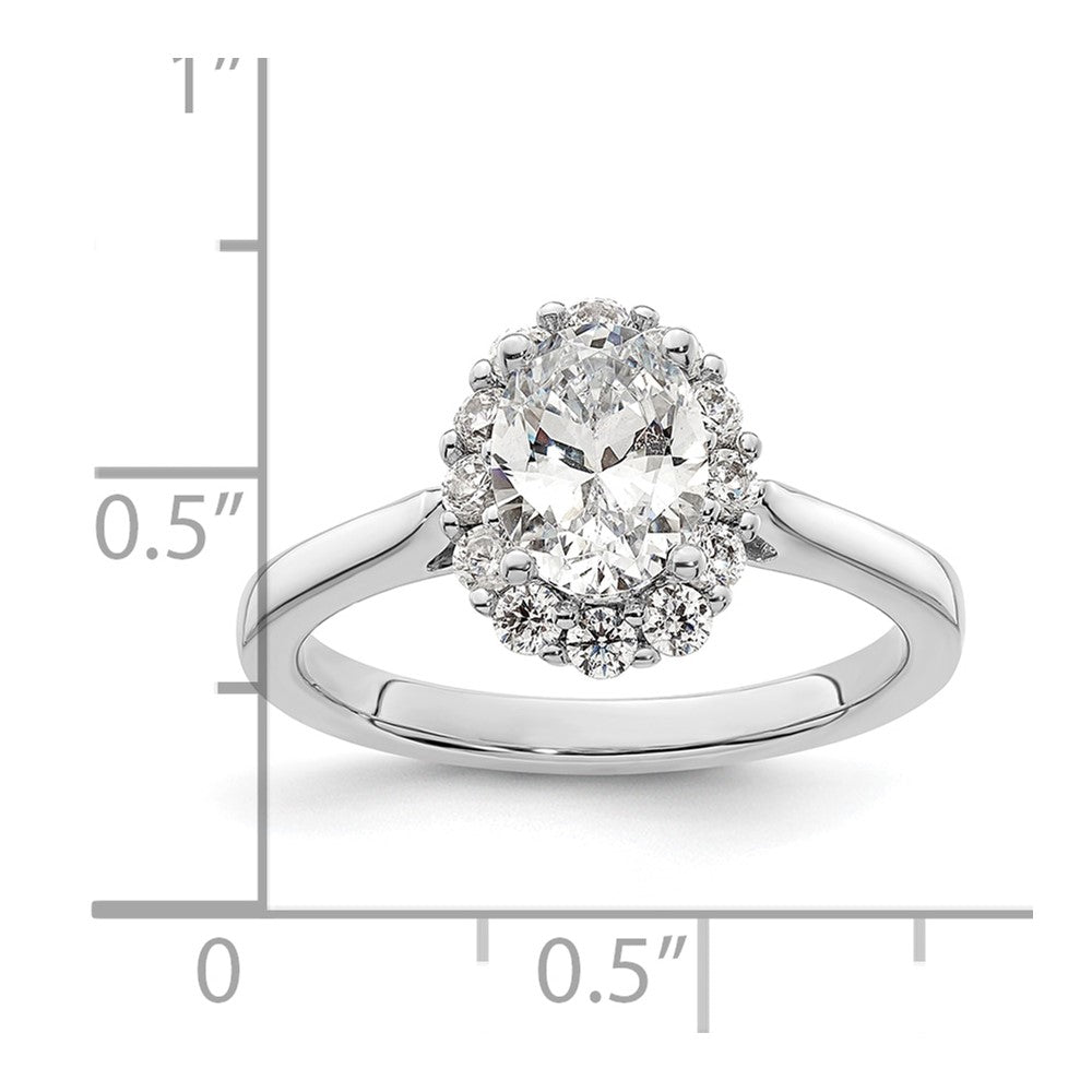 14k White Gold Oval Halo Engagement Simulated Diamond  Ring