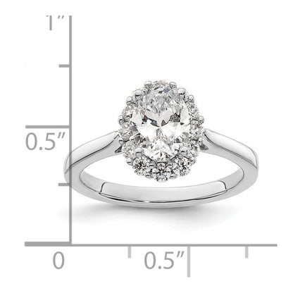 14k White Gold Oval Halo Engagement Simulated Diamond  Ring