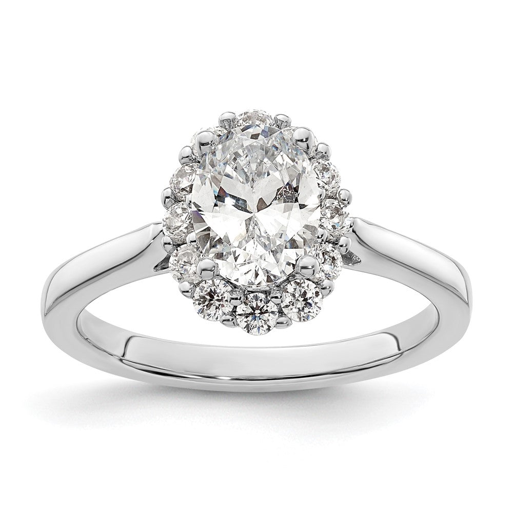 14k White Gold Oval Halo Engagement Simulated Diamond  Ring
