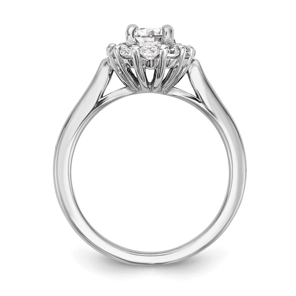 14k White Gold Oval Halo Engagement Simulated Diamond Ring