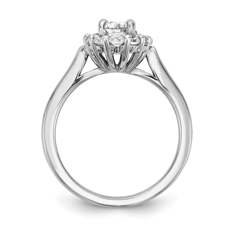 14k White Gold Oval Halo Engagement Simulated Diamond Ring