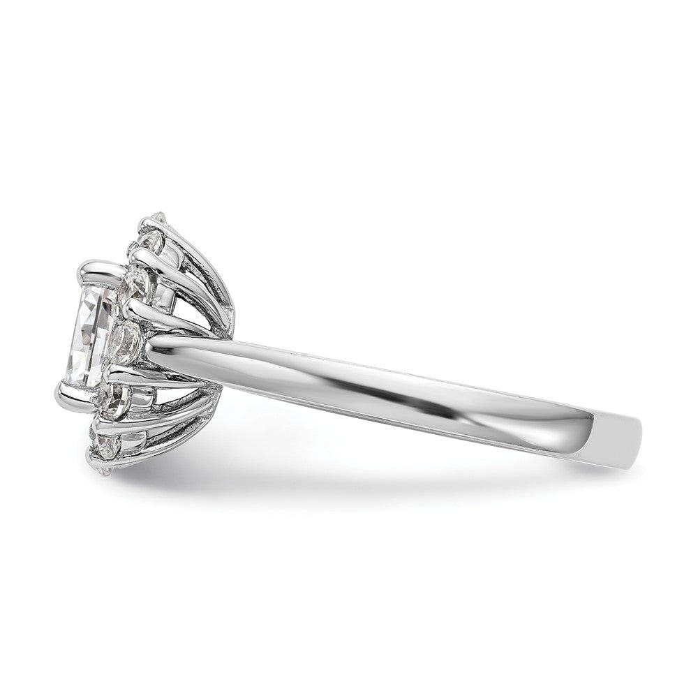 14k White Gold Oval Halo Engagement Simulated Diamond Ring