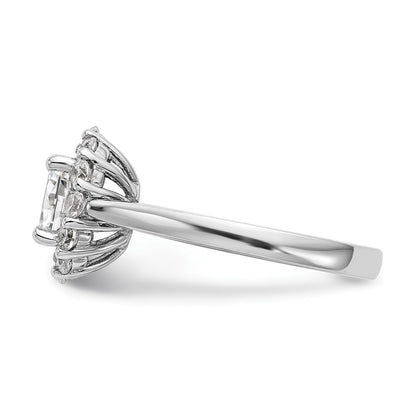14k White Gold Oval Halo Engagement Simulated Diamond Ring