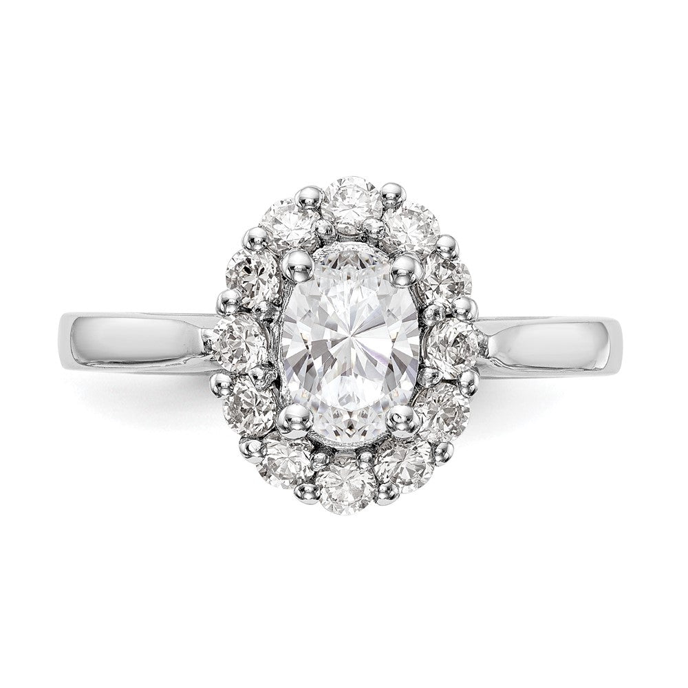 14k White Gold Oval Halo Engagement Simulated Diamond Ring
