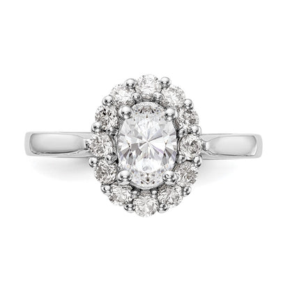 14k White Gold Oval Halo Engagement Simulated Diamond Ring