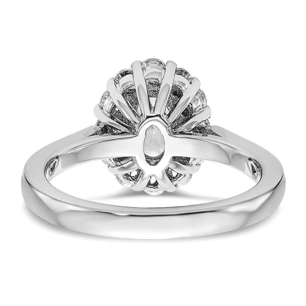 14k White Gold Oval Halo Engagement Simulated Diamond Ring