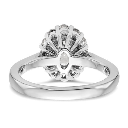 14k White Gold Oval Halo Engagement Simulated Diamond Ring