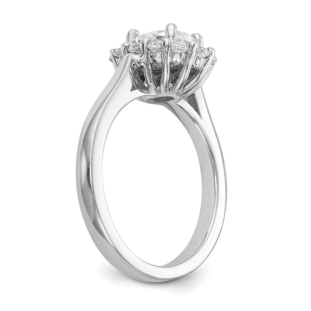 14k White Gold Oval Halo Engagement Simulated Diamond Ring