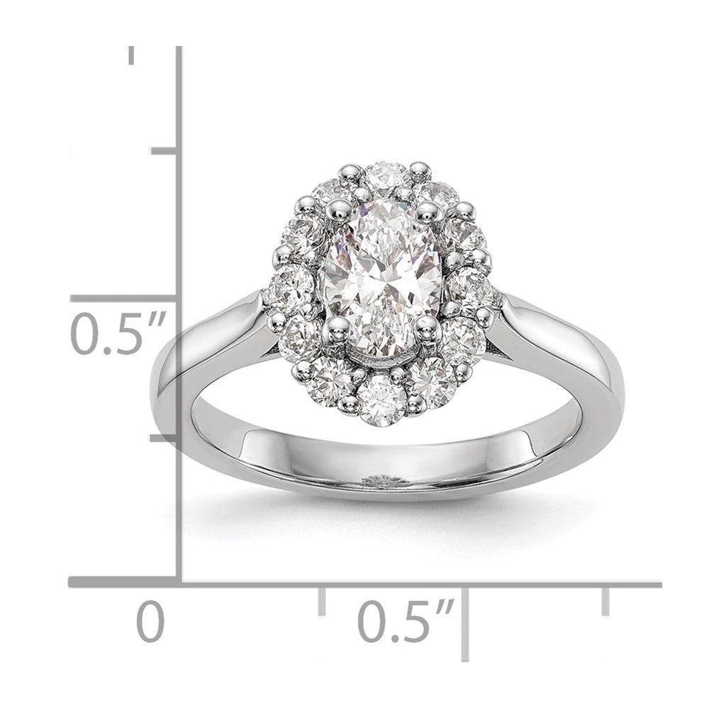 14k White Gold Oval Halo Engagement Simulated Diamond Ring