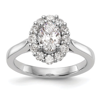14k White Gold Oval Halo Engagement Simulated Diamond Ring