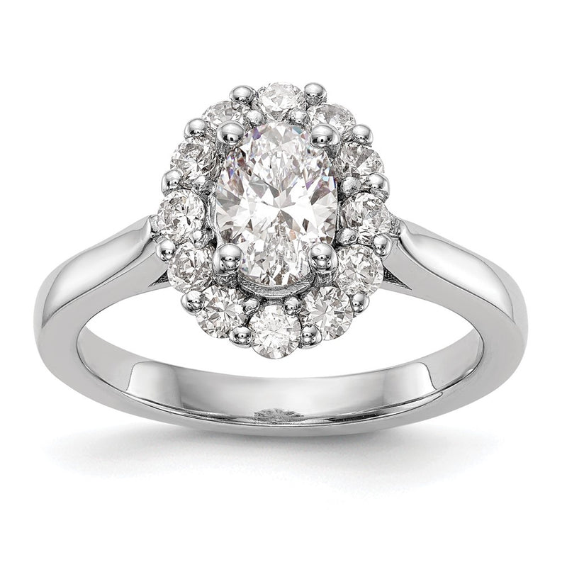 14k White Gold Oval Halo Engagement Simulated Diamond Ring