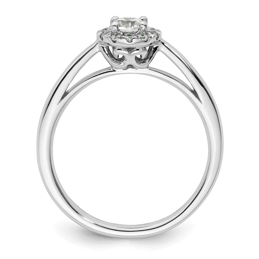 14k White Gold Round Halo Simulated Diamond Engagement Ring