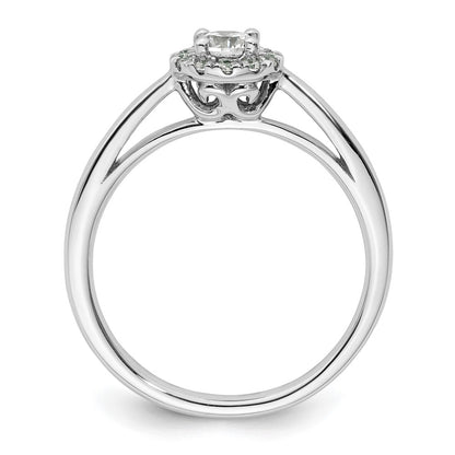 14k White Gold Round Halo Simulated Diamond Engagement Ring