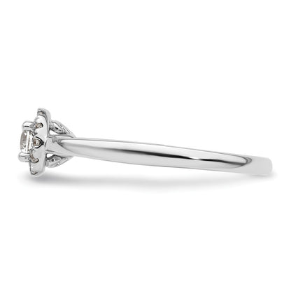 14k White Gold Round Halo Simulated Diamond Engagement Ring