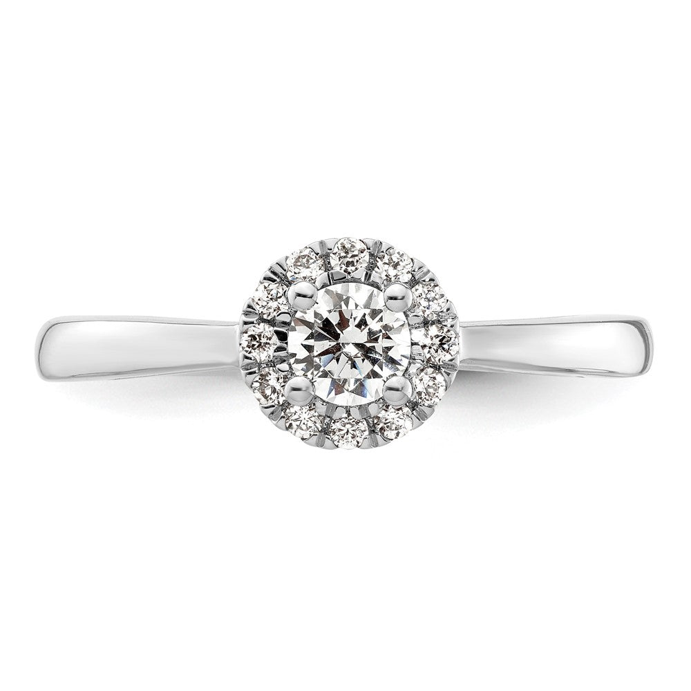 14k White Gold Round Halo Simulated Diamond Engagement Ring