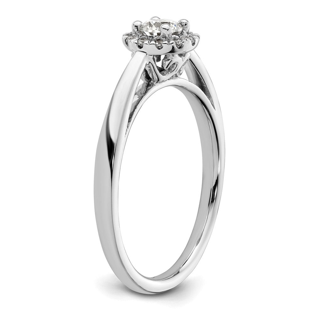 14k White Gold Round Halo Simulated Diamond Engagement Ring