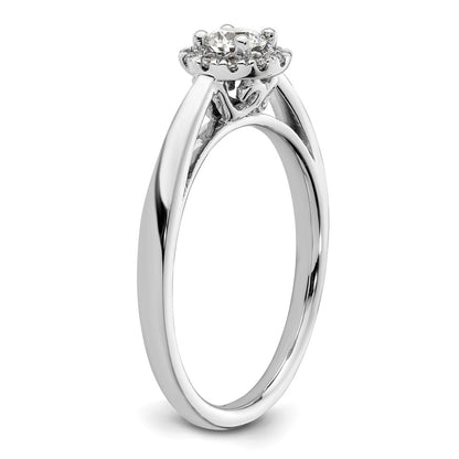 14k White Gold Round Halo Simulated Diamond Engagement Ring