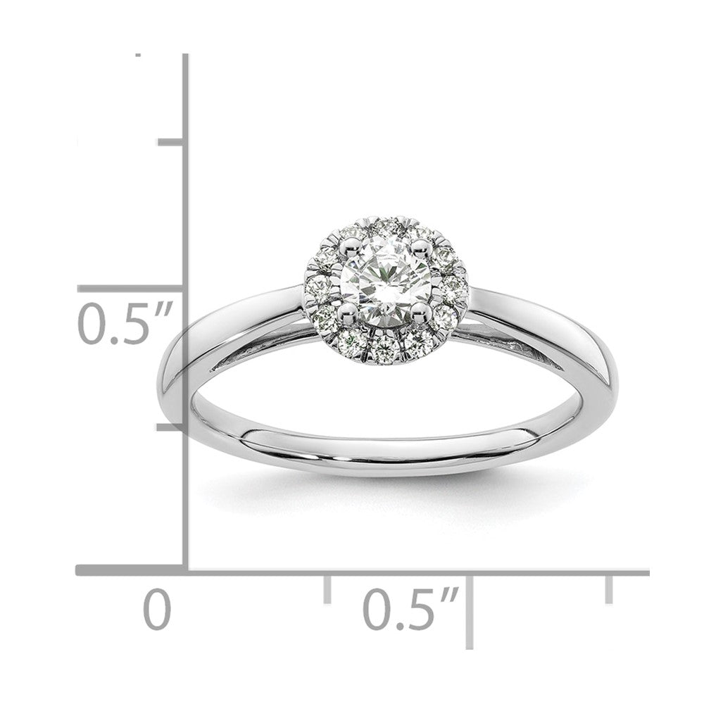 14k White Gold Round Halo Simulated Diamond Engagement Ring