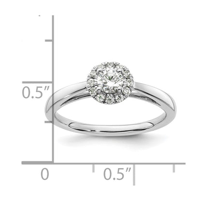 14k White Gold Round Halo Simulated Diamond Engagement Ring