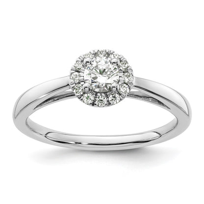 14k White Gold Round Halo Simulated Diamond Engagement Ring