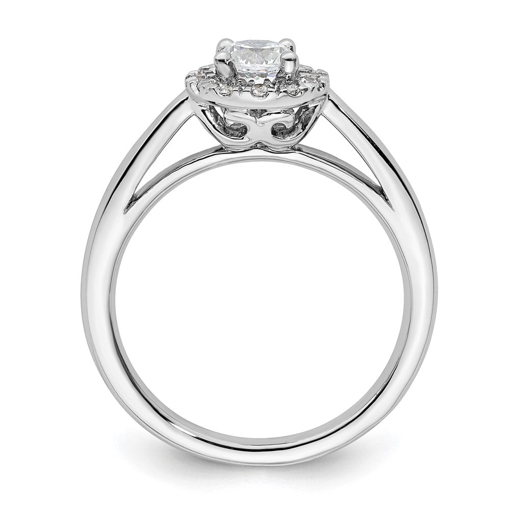 14k White Gold Round Halo Simulated Diamond Engagement Ring