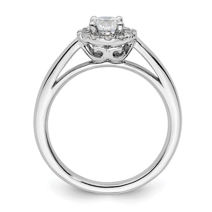 14k White Gold Round Halo Simulated Diamond Engagement Ring